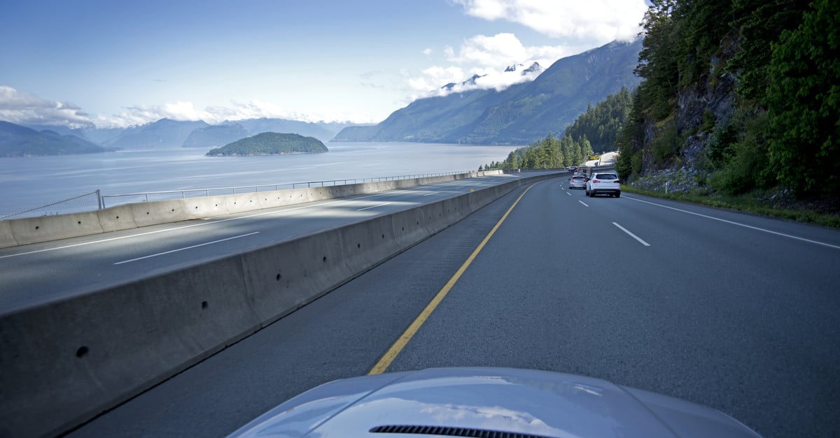 Driving on the Sea-to-Sky Highway from Vancouver to Whistler