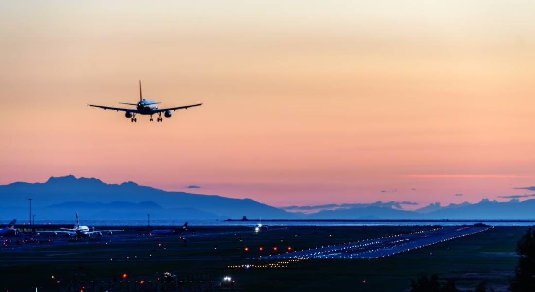 Plane on Final Approach at Vancouver Airport (YVR)